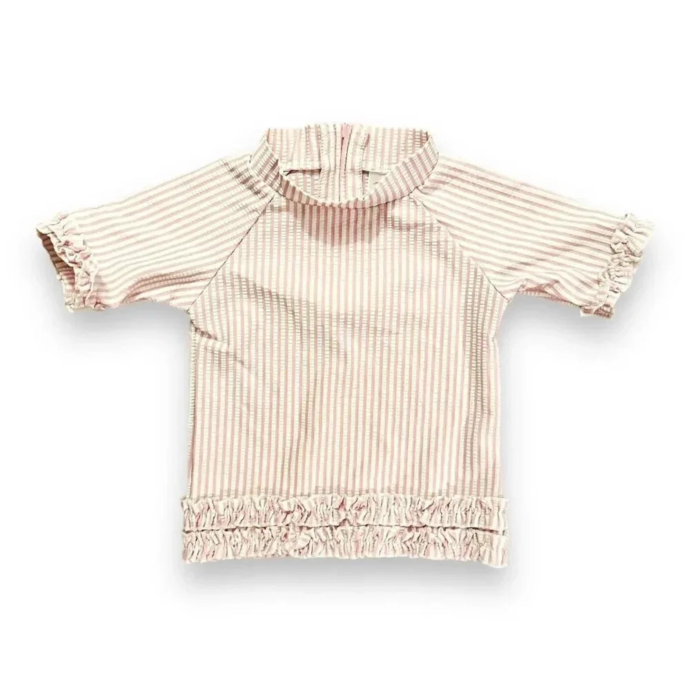 Ruffle Butts | Short Sleeve Seersucker Rash Guard (18-24 mos) 💞